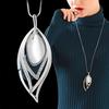 Fashion Women Opal Leaf Long Chain Hollow Wedding Party Sweater Necklace