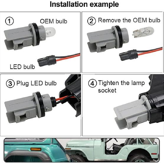 4Pcs Amber/Red LED Side Marker Lights for J'eep Cherokee SJ Wagoneer Grand Wagoneer J10 J20 Pickup CJ-5 CJ-6 CJ-7 Scrambler CJ-8 Indicator Turn