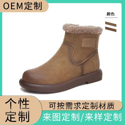 Новые зимние женские сапоги, бархатные теплые женские ботинки, повседневные короткие ботинки, универсальные ретро, полированная мода, женская обувь