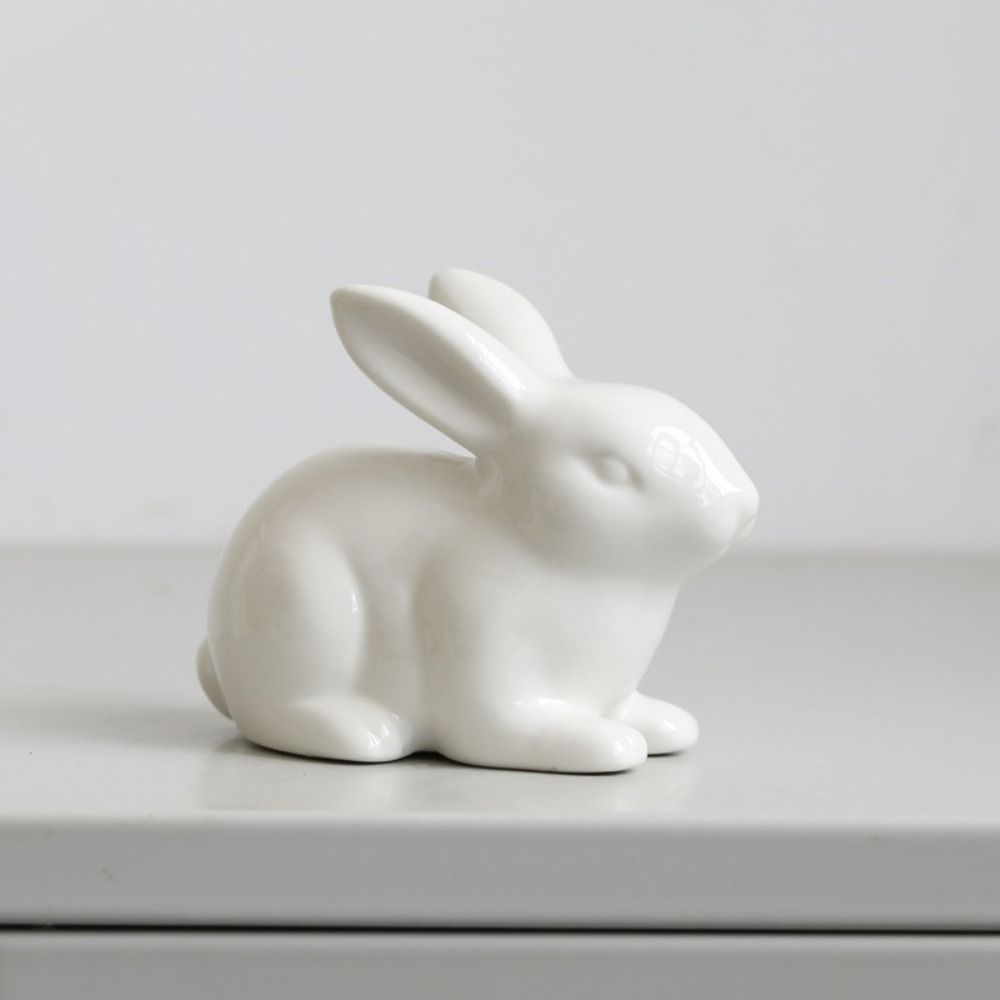 Cute Bunny Statue Simple Rabbit Model Micro Landscape Animal Sculpture  Cabinet