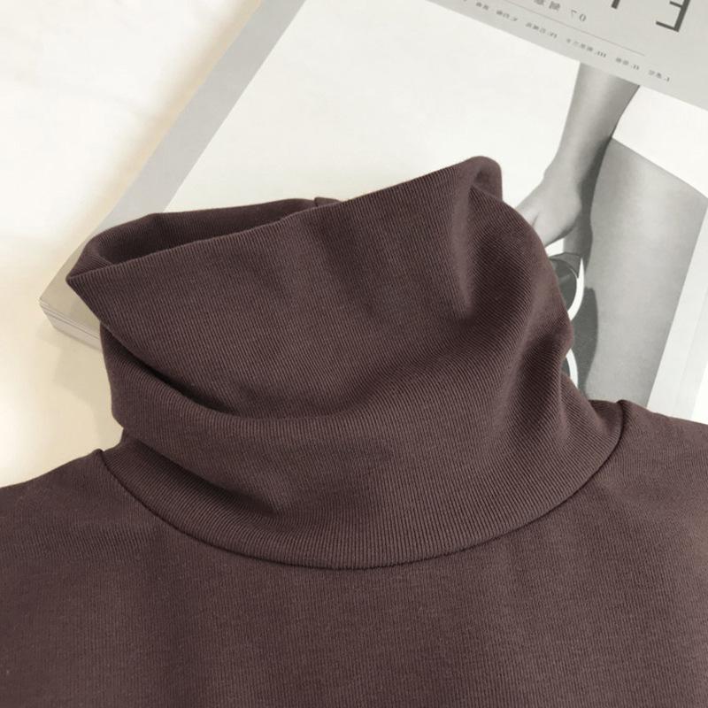 Women's Slim Fit High Collar Velvet Long-Sleeve T-Shirt for Autumn/Winter 2024