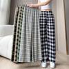 Plaid High-Waist Wide Leg Pants - Lightweight, Versatile, Plus Size, Women's Slimming Loose Fit, Spring/Summer Style.
