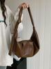 Korean Large Capacity Retro Soft Leather Pleated Dumpling Bag - Versatile Casual Commuting Shoulder Messenger Bag.