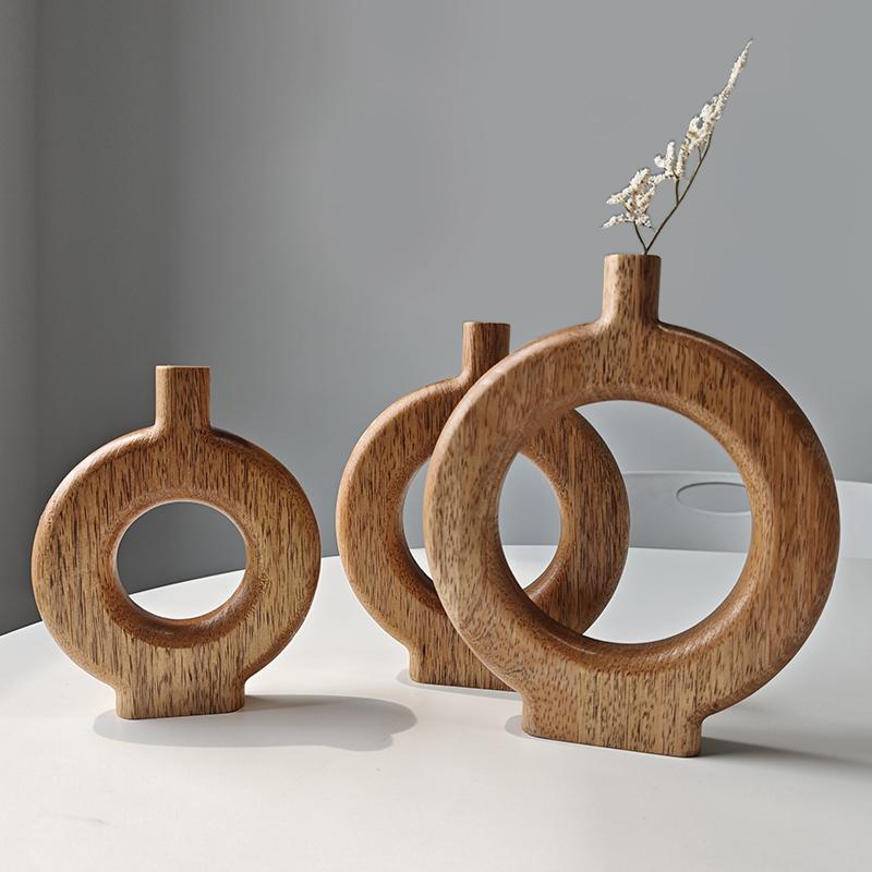 1 шт. Деревянные вазы Домашнее ремесло Орнамент Винтажный декоративный деревянный орнамент Настольный держатель для вазы с жареными цветами Прочный 3 размера