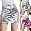 Женская искусственная кожа с высокой талией и застежкой-молнией на пуговицах, мягкие ультра короткие глянцевые карманы, облегающая юбка