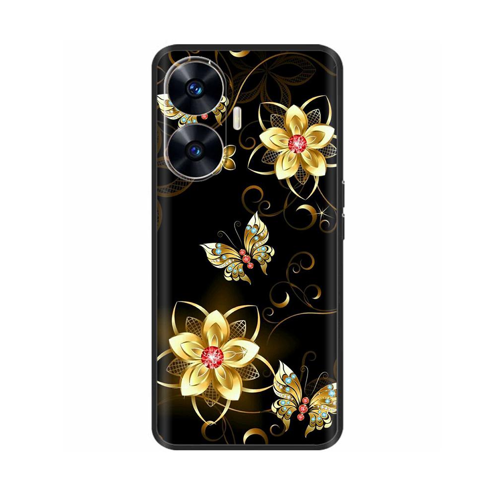 Чехол для Realme C55 C 55 4G Мягкий силиконовый задний чехол для OPPO Realme C55 RealmeC55 Задняя крышка телефона 6,72" Черный бампер ТПУ Para