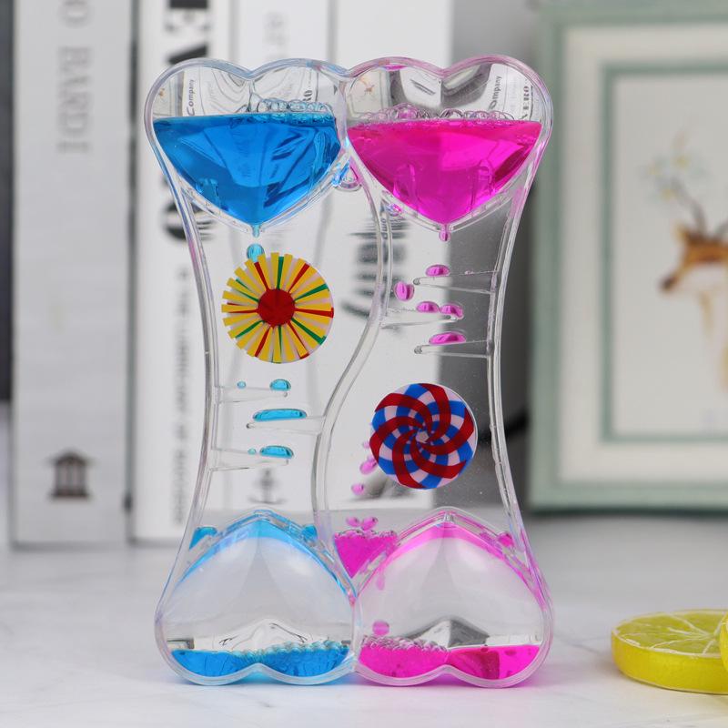 Двухцветный жидкий таймер-песочные часы: Орнамент «Персиковое сердце-вертушка» — Идеальный новогодний подарок для студентов