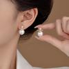 Premium Design Pearl Stud Earrings Simple Versatile Zircon Earrings Women'S French Micro-Inlay