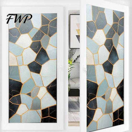 Privacy Protection Window Cover Film Static Glass Sticker Adhesive-Free Opaque Non-adhesive Decal Retro Colored Decor Easy Care for Bathrooms