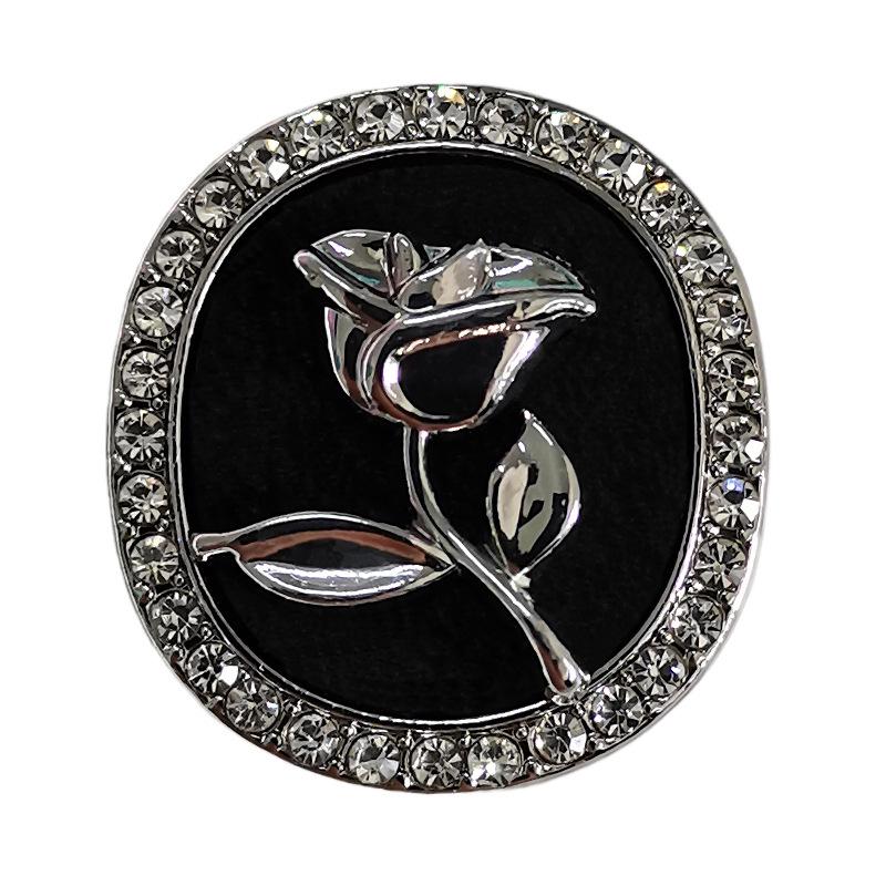 Esstudiol Rose Velvet Metal Buttons with Diamonds for Fashion Suit Jackets and Leather Coats