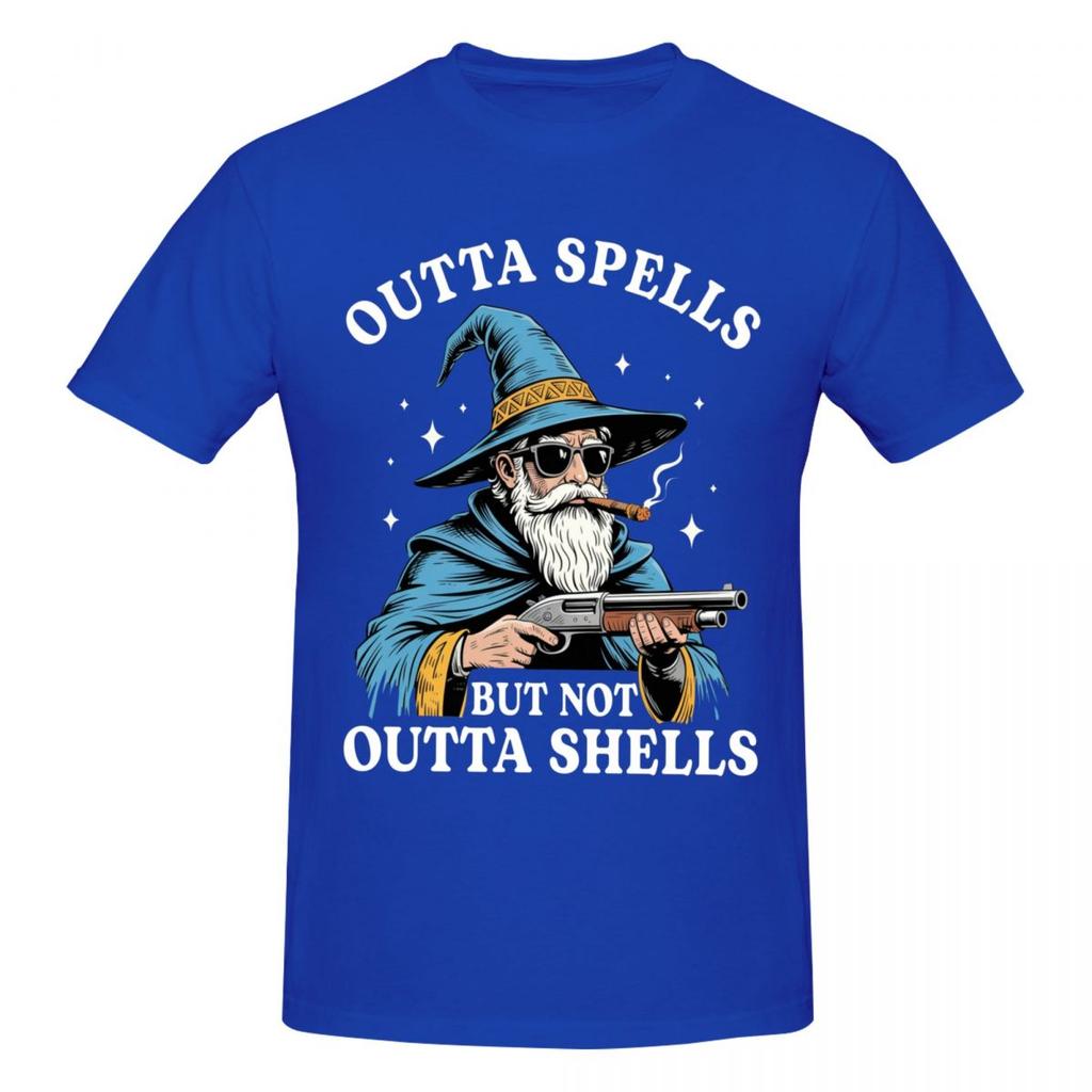 Unisex Funny Wizard Meme Outta Spells But Not Outta Shells Vintage T Shirt Streetwear Cotton T Shirts For Unisex