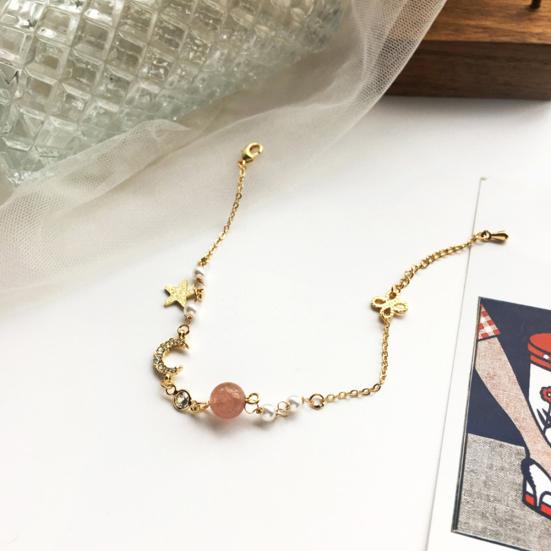 Женский браслет со стразами, звездой и луной, из бисера, браслет-цепочка, ювелирный подарок