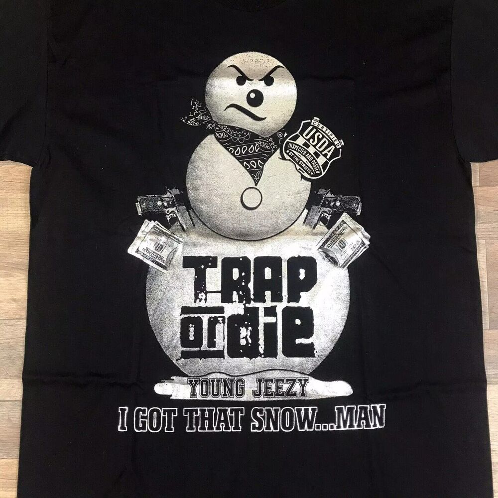 Vintage Young Jeezy Da Snowman Trap or Die Black Men T-Shirt All Sizes Unisex T-Shirt