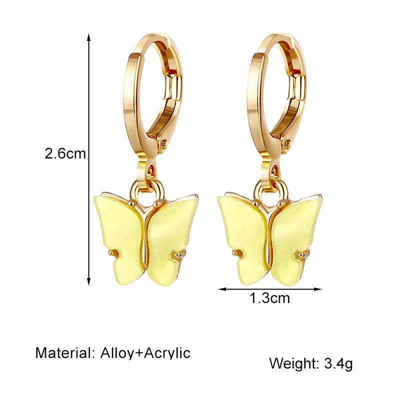 Серьги-бабочки, цветные акриловые женские серьги-бабочки, маленькие свежие милые красивые цветные серьги для девочек, ювелирные изделия