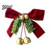 Festive Curtain Holders Christmas Bow Tieback with Bells Faux Pine Branch Holder Flocked Fabric Red Drapery Holdback for Holiday Home Window