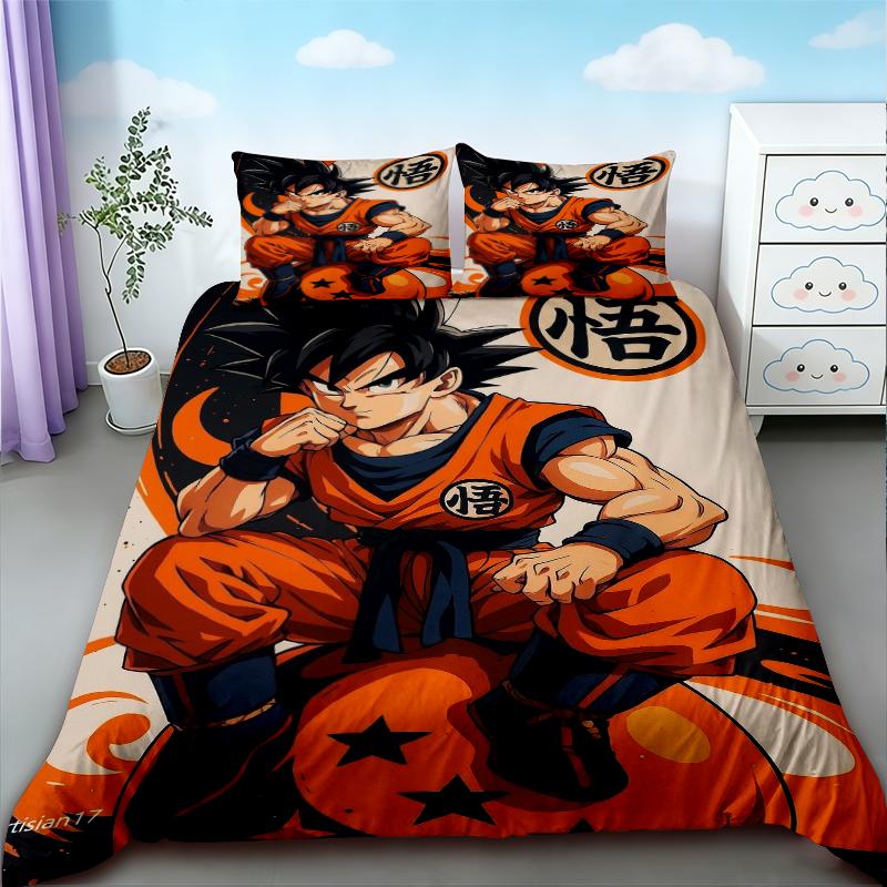 Подростковое постельное белье с Гоку из Dragon Ball, комплект пододеяльника, размер Queen King, для спальни, дома, общежития, подарки на день рождения для мальчиков