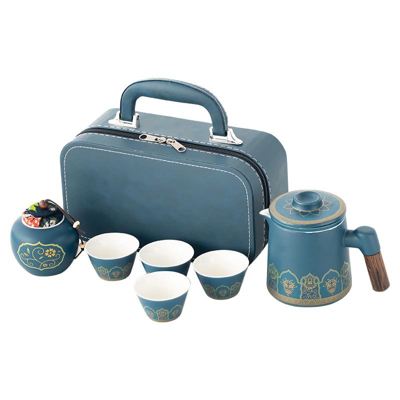 Business tea separation cup ceramic travel set outdoor mug tea set high-end company printing