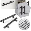 Furniture Handles Wardrobe Door Pull Stainless Steel Drawer Handle T Bar Straight Kitchen Long Cabinet Closet Knob Black