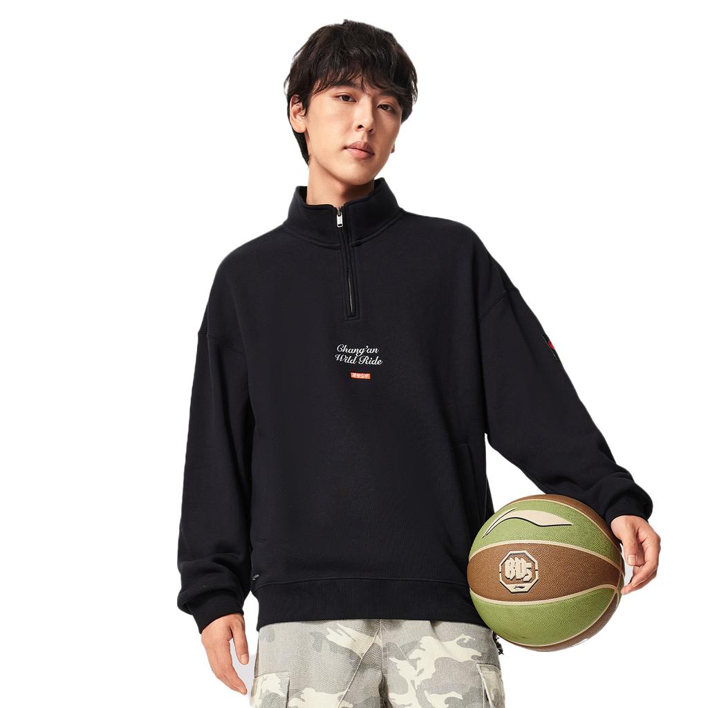 Li-Ning Баскетбольная серия Стойка воротник Письмо Мягкий Дышащий Свободный Свитшот Мужской свитшот AWDVH97-3