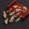 Natural Citrine Crystal Chip Electroplated Raw Stone Pendant Necklace