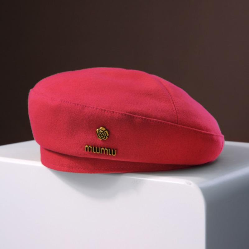 Women's French Woolen Beret Women's Autumn and Winter New Style Showing Face Small Black Fashionable and Fashionable Beret Hat Trendy