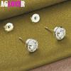 Ювелирные изделия из стерлингового серебра 925 пробы, круглые серьги-гвоздики с цирконом AAA