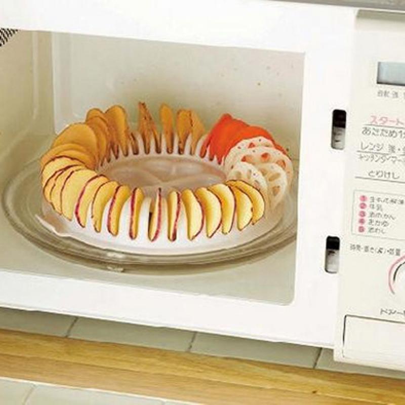 Microwave Potato Chips Maker Rack Tray Kitchen Potato Chips Baking Tool DIY Baking Pan Oven Potato Mud Machine Snacks Maker