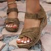 Fashion Fashion Cross Strap Women's Wedge Sandals Woman Hollow Out Thick Bottom Sandles Soft Comfortable Hook Strap Beach Shoes