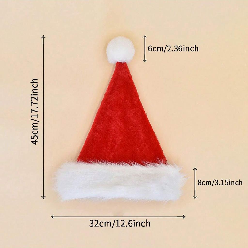1pc-Christmas Decorative Products Santa Claus Hat Christmas Long Plush Thickened Red Gift Hat Adult Children Plush Christmas Hat