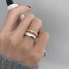S925 Silver Ring for Women Double-deck Fashion Resizable Ring Ornaments Commemorative Jewelry Accessories