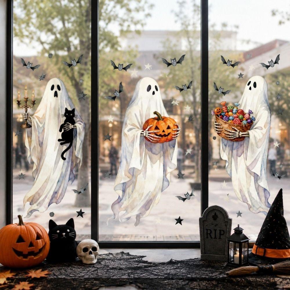 Cartoon Ghost Static Sticker Multicolor Window Stickers Ghost Stickers Shopwindow Ornament