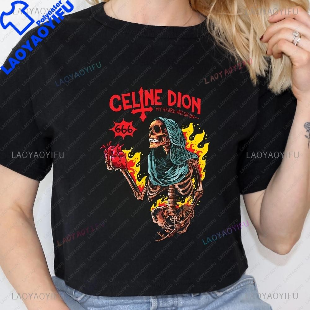 CELINE DION - MY HEART WILL GO ON Trendy Metal Short-Sleeved Shirt for Both Men and Women, Patterned T-Shirt