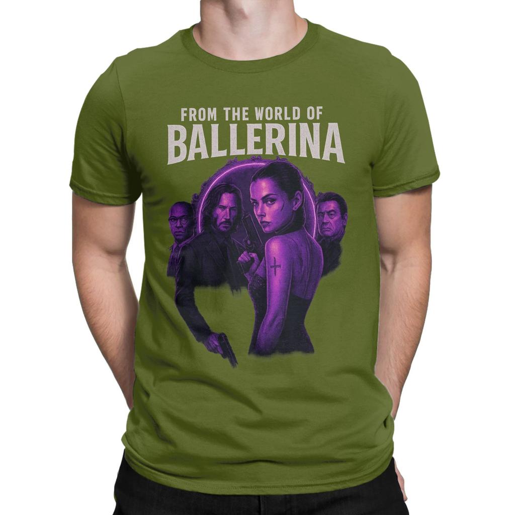 From the World of John Wick Ballerina 2025 Movie T Shirt Summer Harajuku T Shirts Men 100 Cotton ONeck Plus Size Top Tees Top