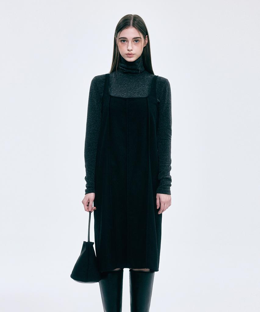 Povere Layered Wool Dress Black