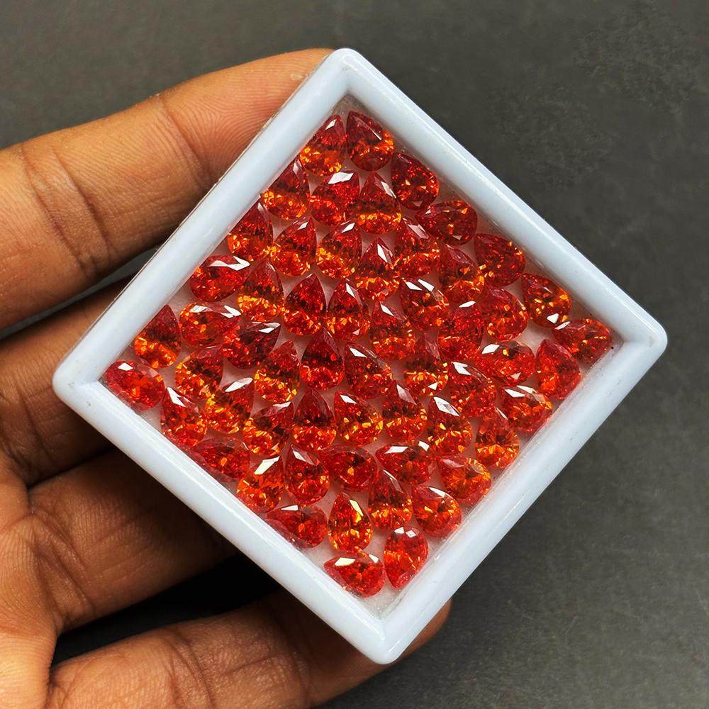 Natural Orange Sapphire Loose Gemstone 7x5 mm 9 pcs Pear Cut Lot September Birthday Birthstone