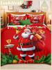 Christmas Bedding Set Red Background Snowflakes Christmas Duvet Cover Set Christmas Gingerbread Man Printed 3 Pieces Christmas
