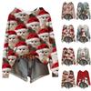Women's Fashion Casual Long Sleeve Christmas Print Hooded Knitted Sweatshirt