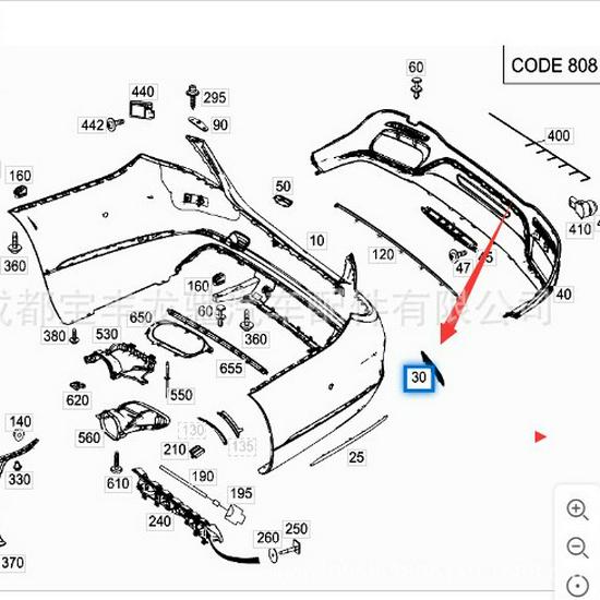 Mercedes-Benz S-Class W222 Rear Bumper Reflector 2228200374/0474