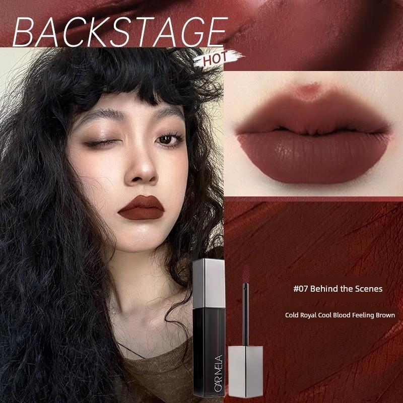 Carmela Wasteland-Style Lip Mud Asian Hot Girl Makeup Lip Glaze Dark Nude Color Lipstick Gray Blue Green Purple Gothic Lipstick