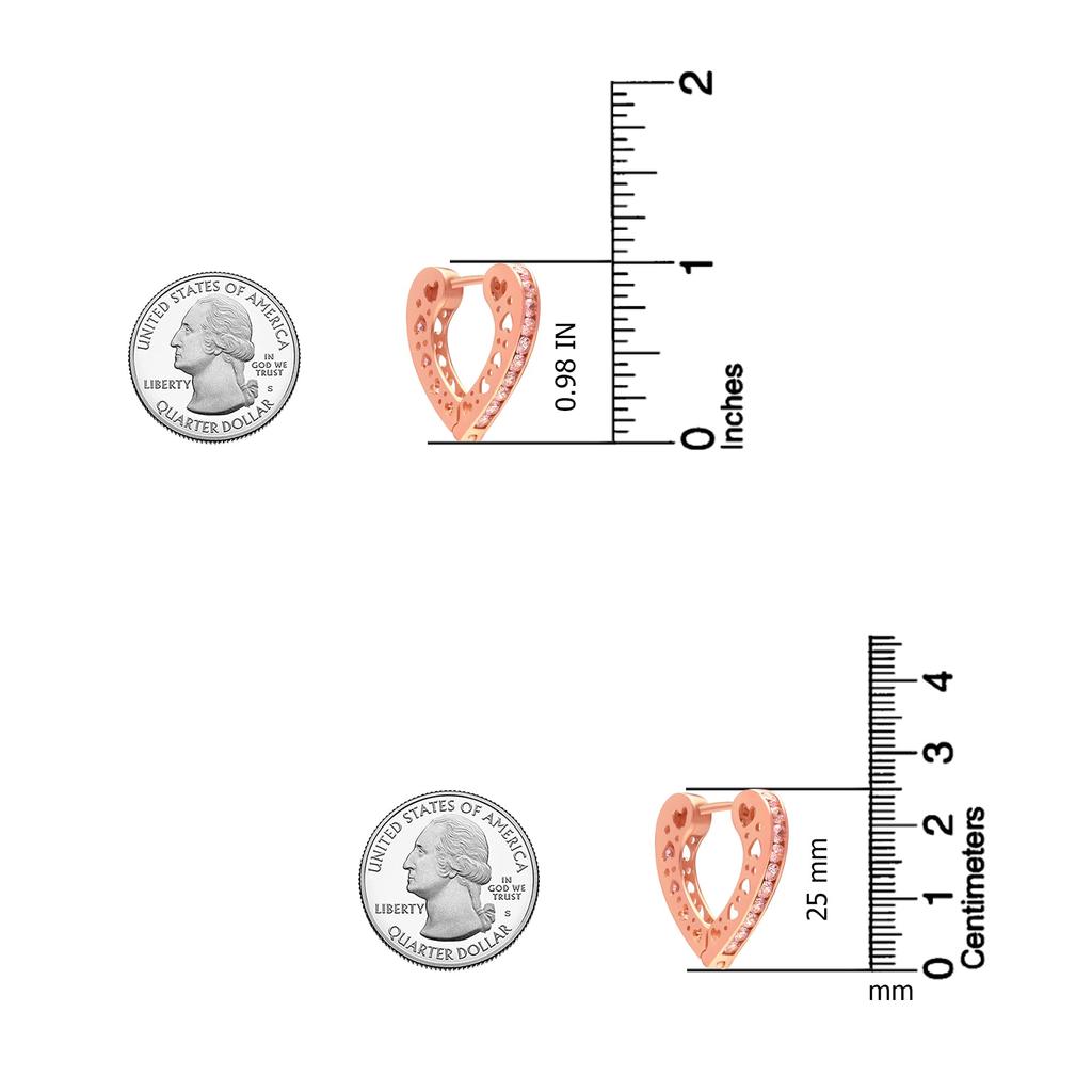 Серьги-хагги из стерлингового серебра 925 пробы с покрытием из розового золота, с фианитами, в виде филигранного сердца любви