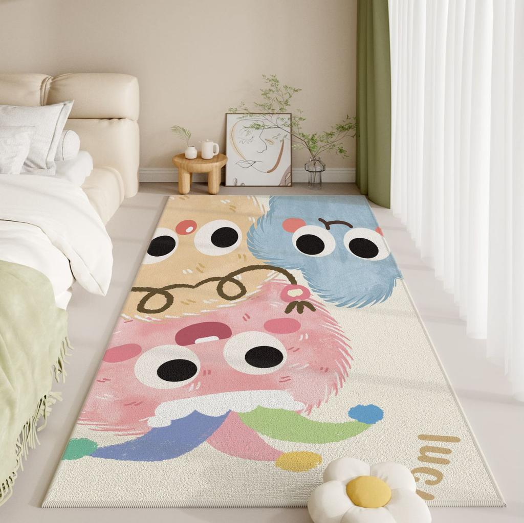 ins wind Cute Dopamine Cartoon Bedside Rug Girl Waterproof Stainless Bedroom Floor Mat Indoor Decoration