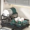 Dish Drying Rack 2Tier Plates Kitchen Organizer Dish Bowl Drainer Storage Racks with Drainage Board Adjustable Home Organization