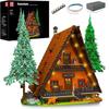 MOULD KING 16053 Streetview Building Block The MOC Christmas Cabin In The Woods with Led Parts Model Toys Kids Christmas Gifts