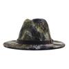 European and American new double-sided tie-dyed woolen hat top hat big edge jazz felt hat sun hat brown belt jazz hat