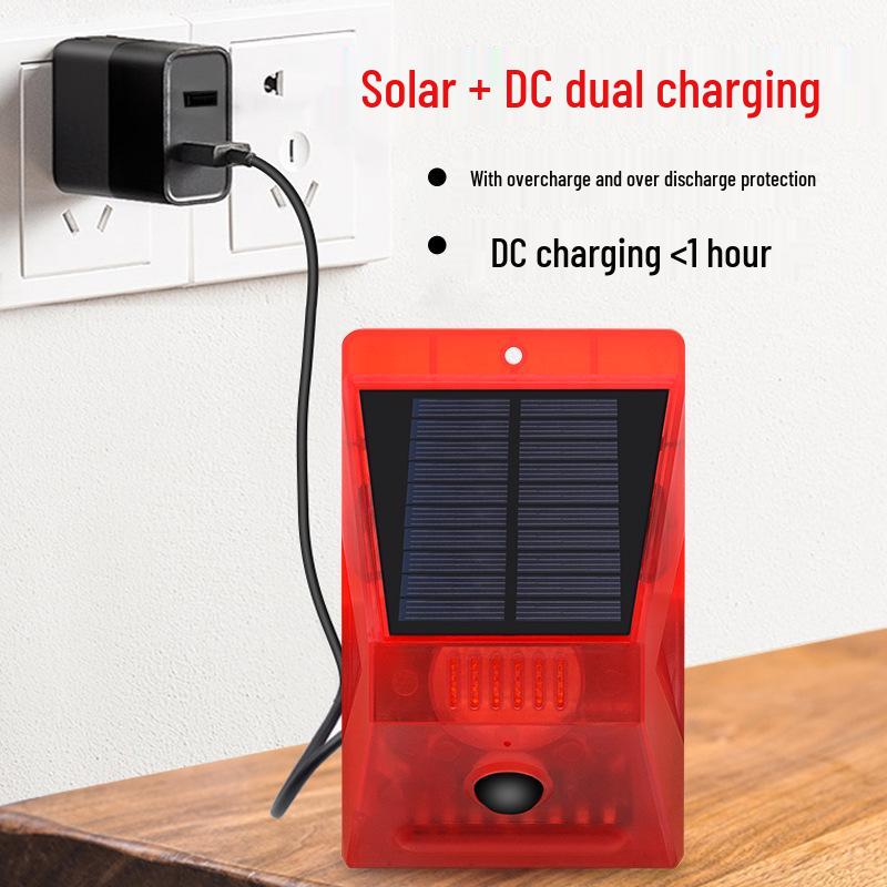 Solar-Powered Wireless Motion Sensor Alarm with Sound and Light for Anti-Theft and Animal Repellent