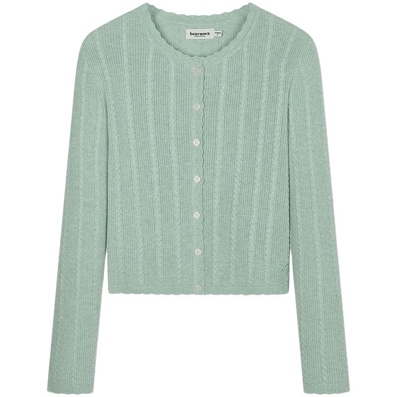 Teenie Weenie 2025 Autumn Lace Collar Knit Cardigan