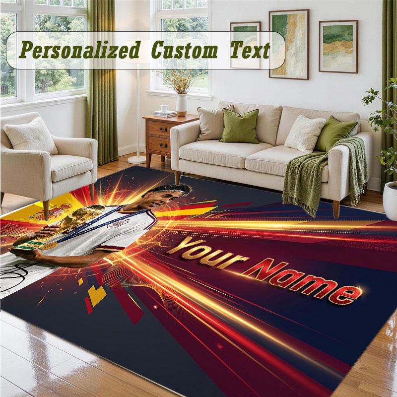 Crystal Velvet Square Rug Custom NameLamine Yamal Pattern Non Slip Home Floor Decor Rug