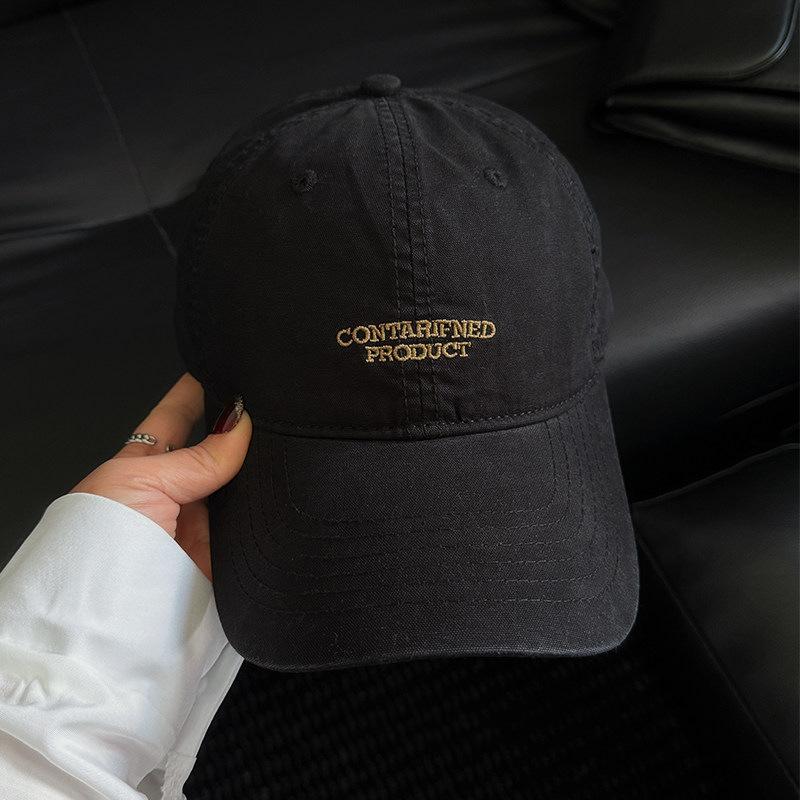 American deep top retro letter embroidery big head circumference baseball cap girls wide brim show face small casual cap