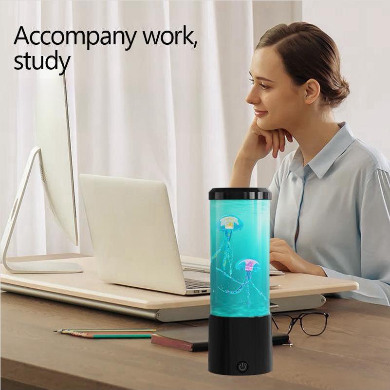 Ночник Океан с плавающими медузами - Аквариумная лампа для настроения для спальни, Успокаивающий настольный декор, Подарок, Украшение для дома