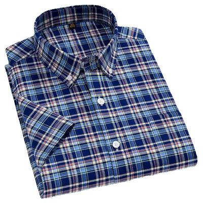Подходит для 160 кг 11XL Рубашка с коротким рукавом из 100% хлопка для мужчин Рубашка с коротким рукавом Большой размер Оксфорд Клетка Полоска Мужские рубашки Большие и высокие